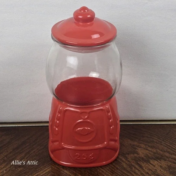 Target Bullseyes Playground Red Gumball Machine Candy Snack‎ Jar Glass Canister
