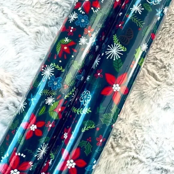 Christmas Floral Botanical Print Glitter Gift Wrap Wrapping Paper Roll