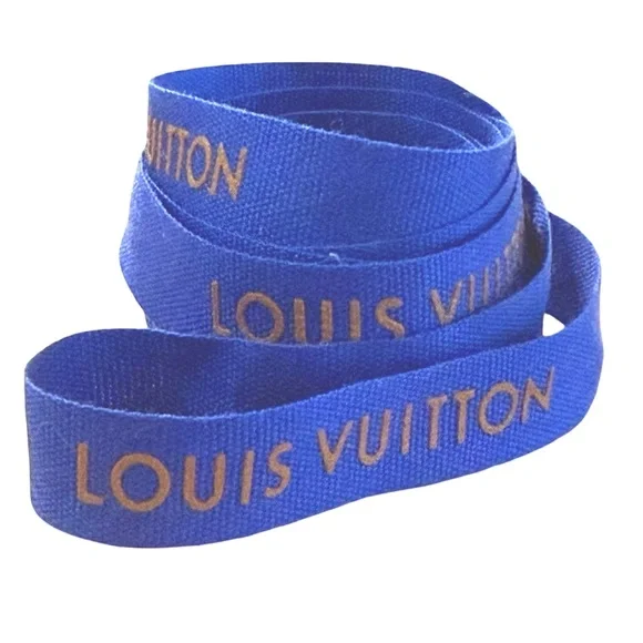Louis Vuitton Blue and Gold Signature Ribbon 85”