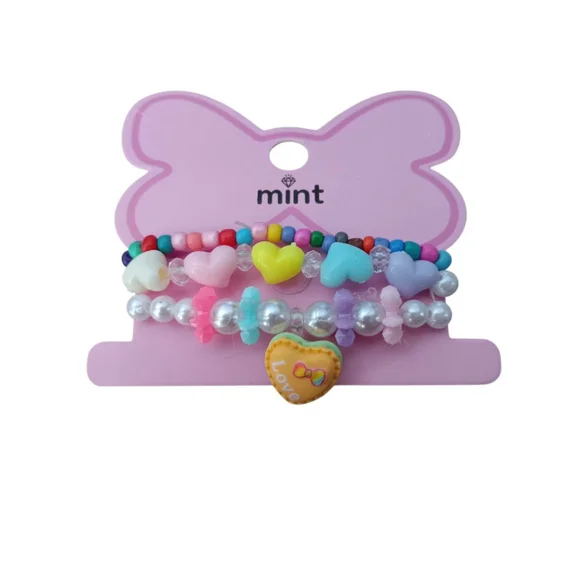 Adorable 3 PC Heart Bracelet Set for your Lil Valentine 💕