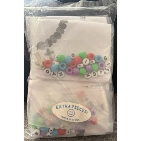 I Am Strong with God Pony Bead Bracelet Craft Kit - Religious Crafts- Makes 12