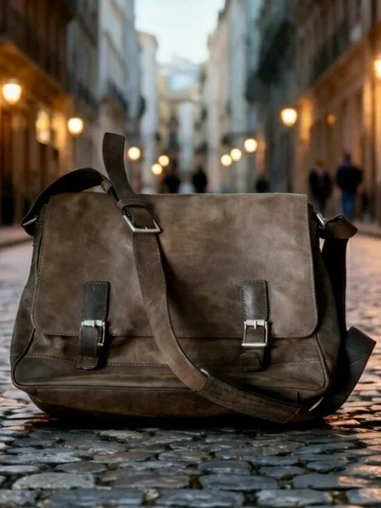 Frye Oliver Dark Brown Leather Laptop Bag Distressed finish Messenger