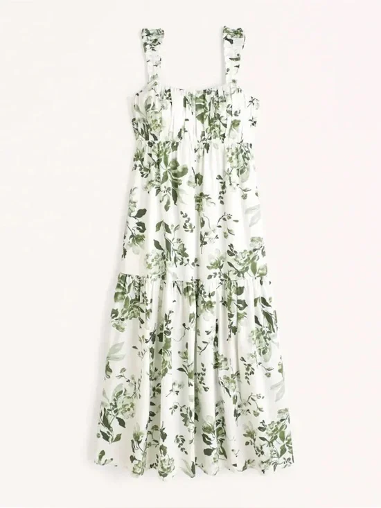Abercrombie & Fitch Bow Back Poplin Maxi Dress