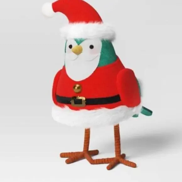 Target Featherly Friends Fabric Bird Figurine Dressed as Santa Claus Wondershop