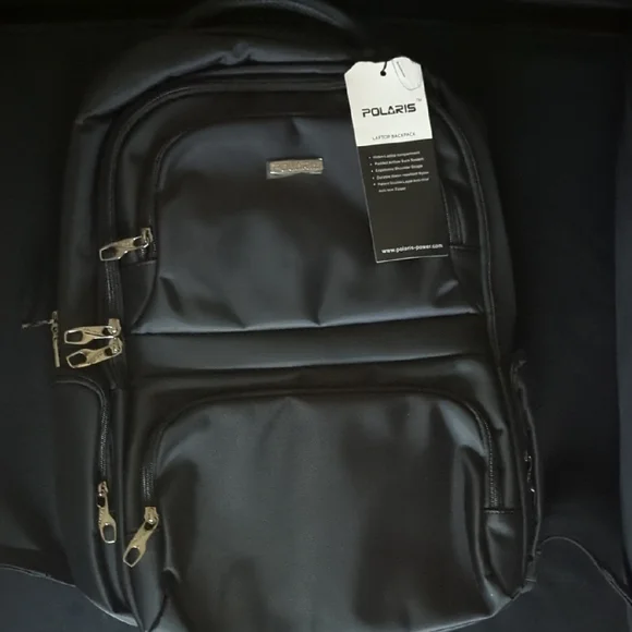 Polaris Sleek Black Laptop Backpack - Unisex
