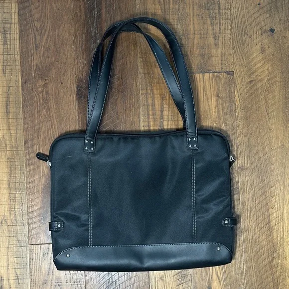 Elegant Black Laptop Bag with purple interior