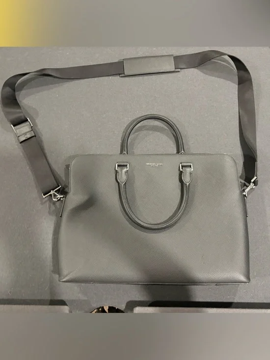 Michael Kors Black Saffiano Leather Briefcase with Shoulder Strap