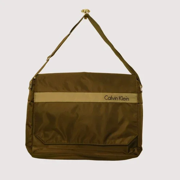 Calvin Klein Computer Laptop Bag Green Strap Bookbag Pockets School Work