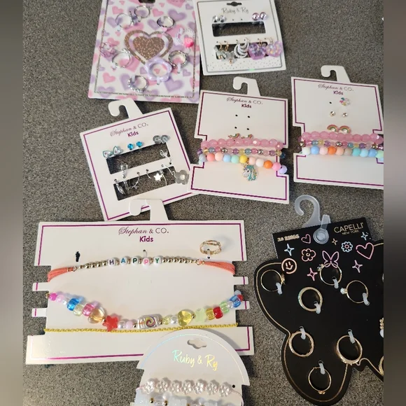 Kids , Necklace, Earrings, Rings bundle of 7