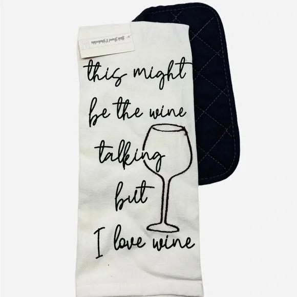 NWT Target Wine kitchen towel and pot‎ sticker set