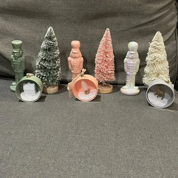 Target Playground Pink White Green Bottle Brush Nutcracker Ornament Collection