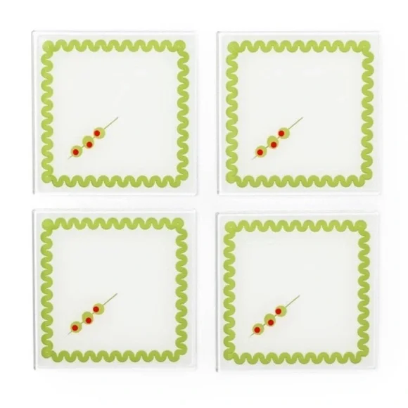 3 for $15 SALE New Target Bullseye set of 4 Coasters with Martini Olive design
