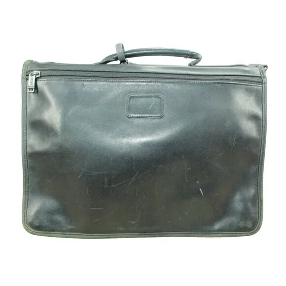 Tumi Black Genuine Leather Expandable Organizer Briefcase Laptop Bag