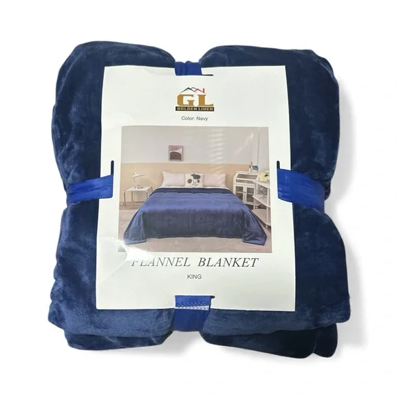 NWT King Size Velour Blanket, Navy Blue