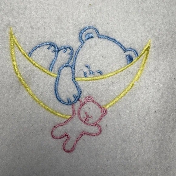 Vintage White Polyester Baby Blanket Teddy Moon 40x40