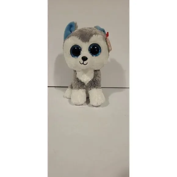 Ty Beanie Boos Slush Husky Grey Dog Puppy Plush with Hang Tags Glitter Eyes 2020