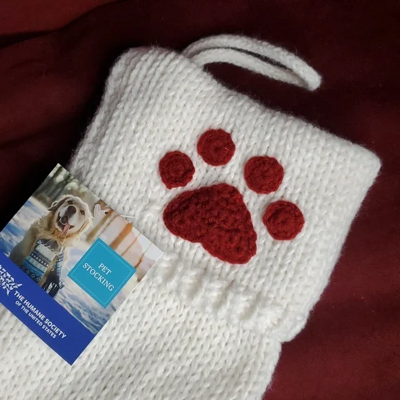 Soft‎ Knit Christmas Stocking with Red Paw Print