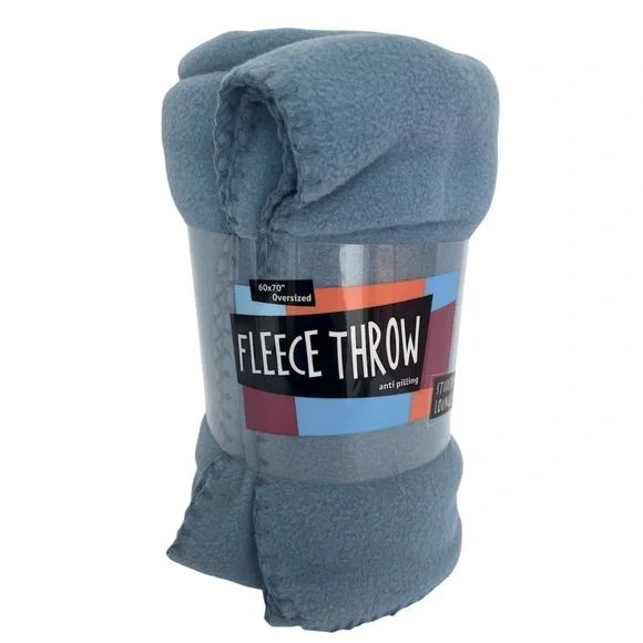 Steel Blue 60 x 70 Inches Soft Fleece Throw by Student Lounge. New with Tags.