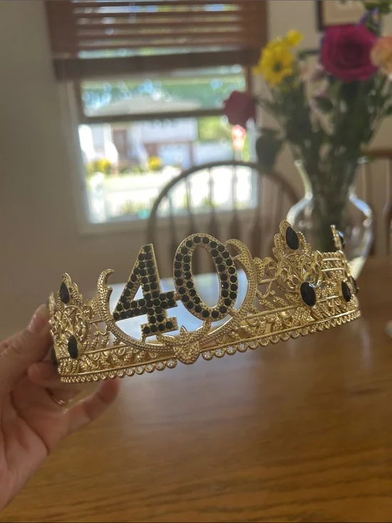 Gold 40 Rhinestone Tiara Crown