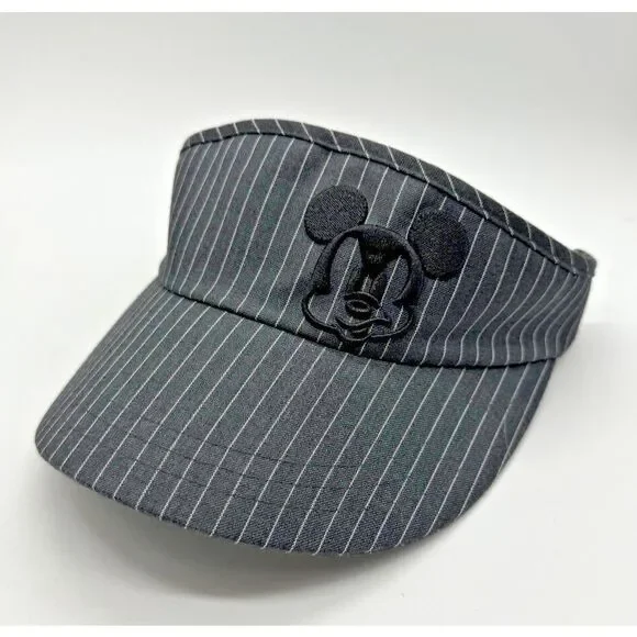 Disney Parks Mickey Mouse Black White Pin‎ Striped Adjustable Visor Adult