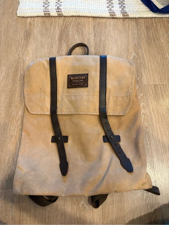 Burton Tan Canvas Backpack with Dark Brown Strap Accents