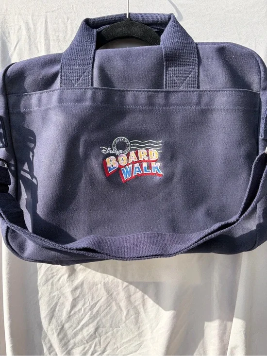 Disney Navy Canvas Laptop Messenger Bag with Colorful Boardwalk Logo
