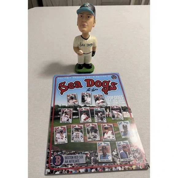 Josh Beckett Bobblehead Portland Sea Dogs MLBPA‎ 2001 + 2018 Program Signed