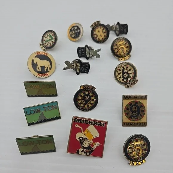 Vintage Crickhat Dart Throwing Lapel Hat Pin Lot Of 15‎