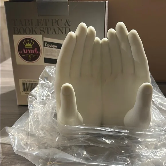 White Hand-Shaped Tablet and Book Stand