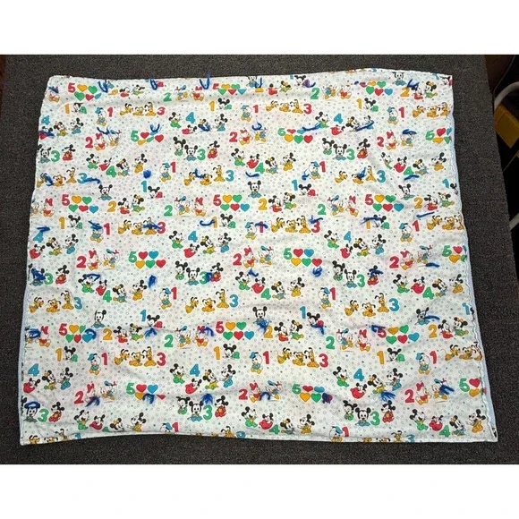Vintage Disney Baby Blanket Mickey Pluto Donald 40 x 34