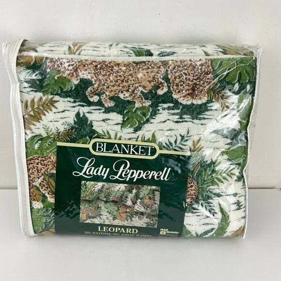 Vtg Lady Pepperell Blanket‎ Leopard Print Twin/Full NOS Nap Guard