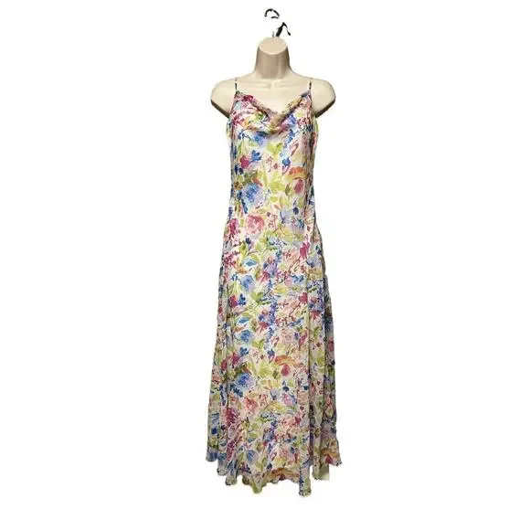 NEW $130 Abercrombie & Fitch size S MAXI DRESS Cowl Neck FLORAL NWT V24