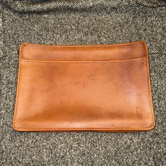 NBA Coach Tan Leather Laptop Bag