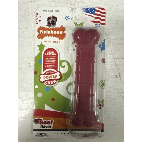 Nylabone Power Chew‎ Beef Flavored Durable Chew Toy for Dogs Up To 35lbs USA