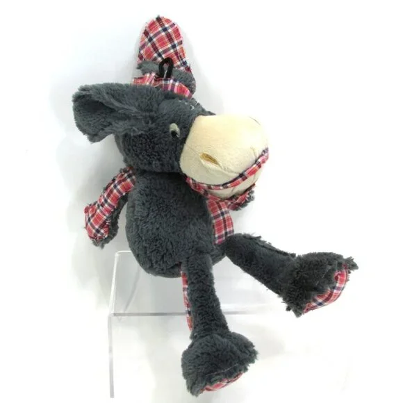 RARE Multicolor Plaid Dog Toy Plush With Squeaker By Multipet Donkey 12