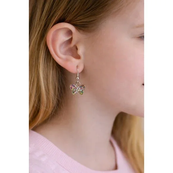 Multicolor Rhinestone Butterfly Dangle Earrings Sparkly Butterfly Jewelry