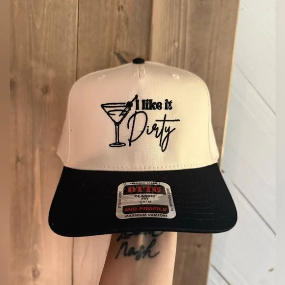 OTTO Martini Dirty Witty Baseball Hat Beige Black NWT