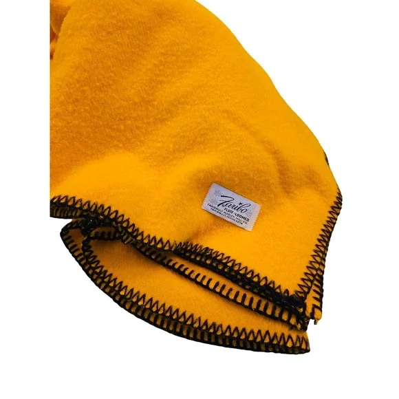 Vintage Faribo‎ Fluff-Loomed Wool Blanket RARE Yellow Black Whipstitch 48x60 USA