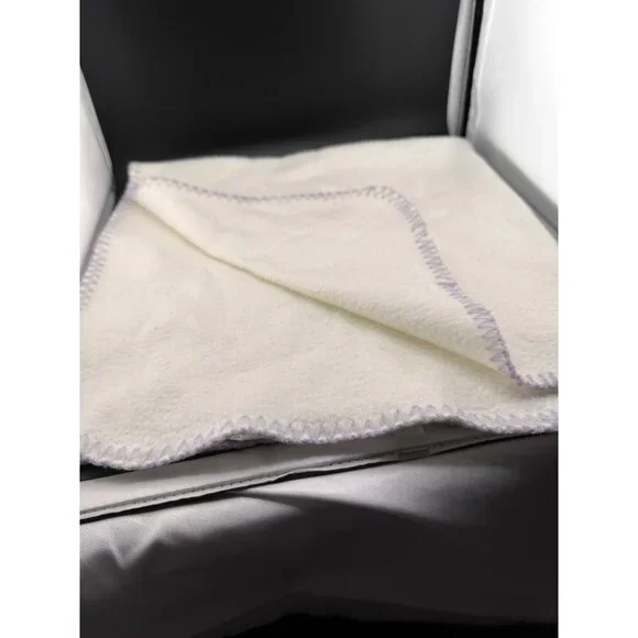 Shemaro Ltd‎ White Ivory Flannel 28” Baby Security Blanket Purple Yarn Trim