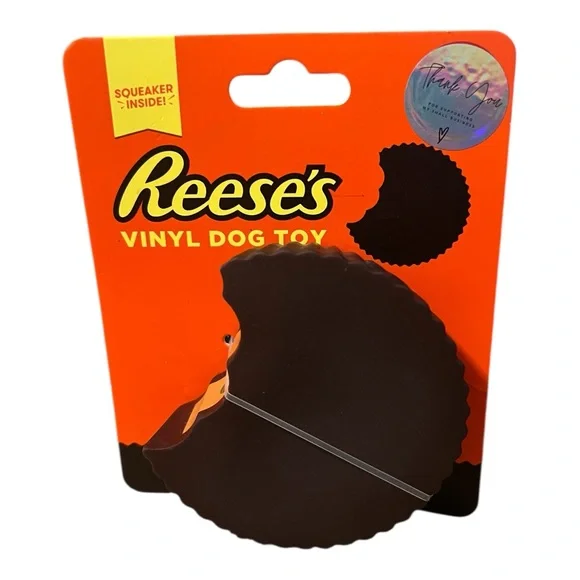 Hersheys Reese’s Cup Vinyl Dog Toy with Squeaker Inside