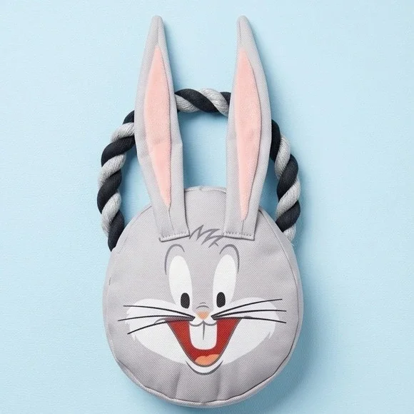 Looney Tunes Bugs Bunny Plush Rope Dog Toy Grey‎ WB Fetch for Pets NEW