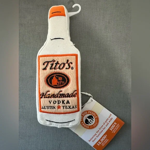 Tito's Handmade Vodka Plush Dog Toy - Orange and White