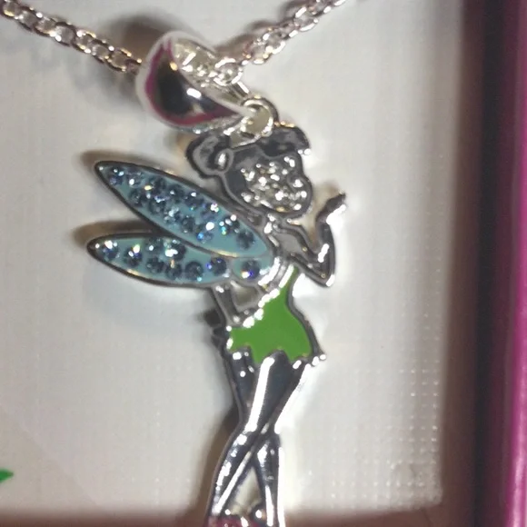 Tinker Bell silver Plated Pendant Necklace & earring bundle