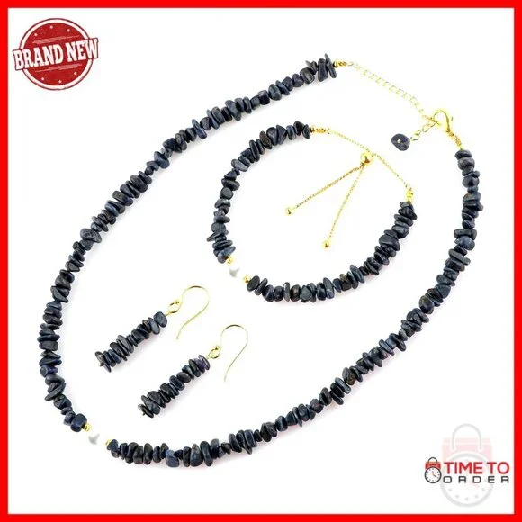 Peridot Pearl Jewelry Set Handmade Gold Plated Bracelet Necklace Earrings