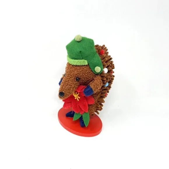 Target Faux Shearling Hedgehog Poinsettia Christmas Animal Figurine Wondershop™
