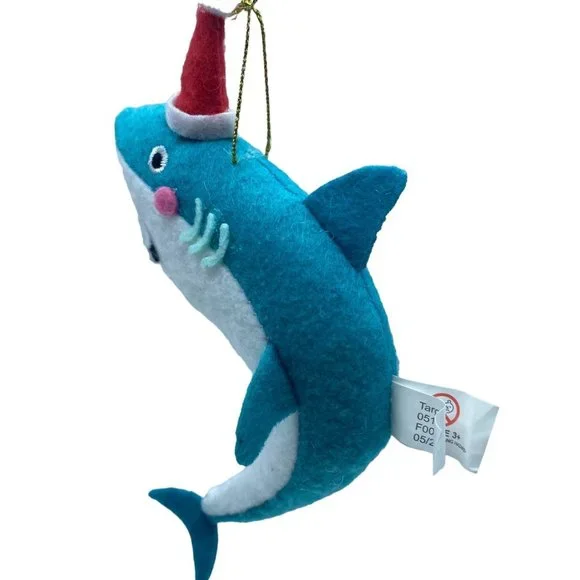 NWT Target Christmas Holiday Santa Hat Funny‎ Shark Plush Ornament 6.25”