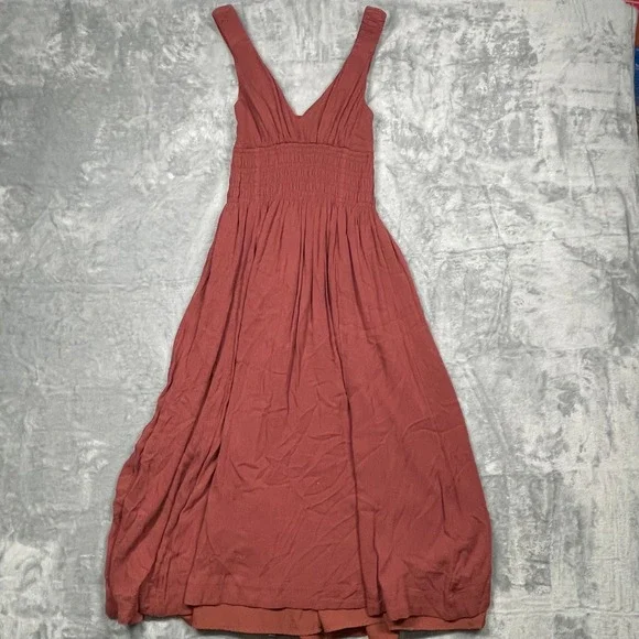 Abercrombie & Fitch Maxi Dress Women Dusty Rose Smocked V-Neck Sleeveless XS