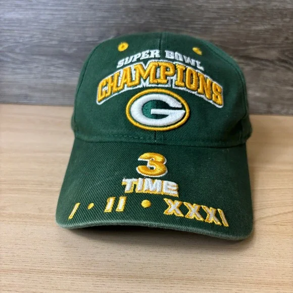 Green Bay Packers Hat Cap Strap Back Green NFL Football Super Bowl