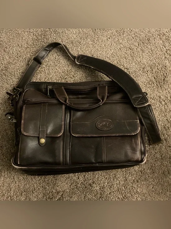 Dilana Santa Fe Leather Expandable Laptop Briefcase Messenger Bag