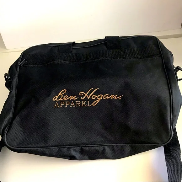 BEN HOGAN APPAREL Black With Gold Embroidered Letters Laptop Bag